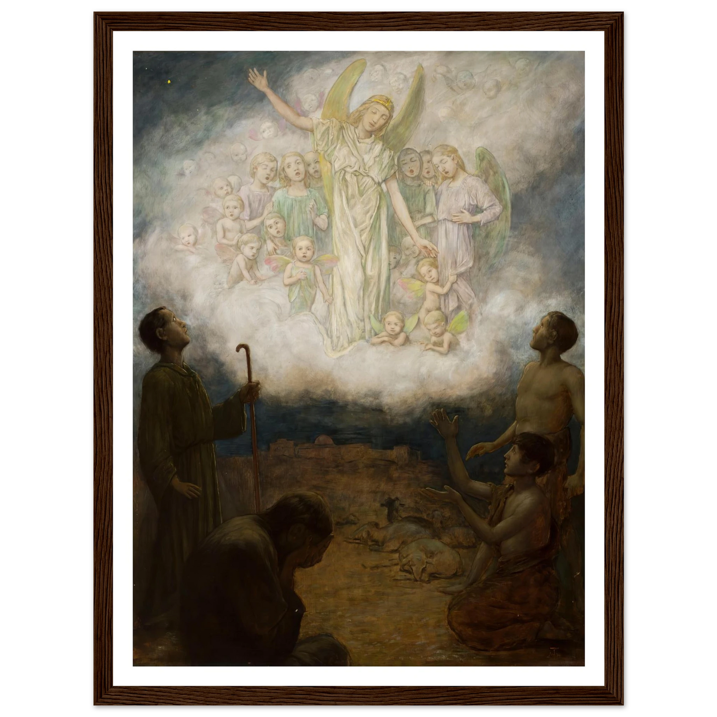 Annunciation to the shepherds (1906) Art Print | Hans Thoma - Framed Poster - 30x40 cm / 12x16″ - Black frame