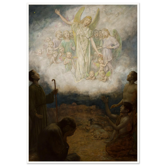 Annunciation to the shepherds (1906) Art Print | Hans Thoma - Framed Poster - 30x40 cm / 12x16″ - Black frame