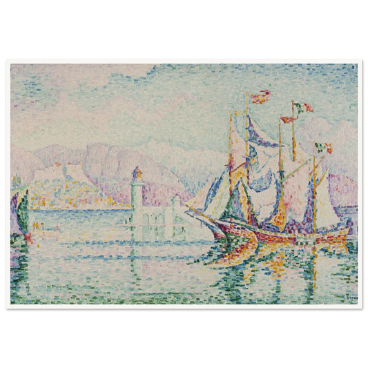 Antibes – Morning (1914) Art Print | Paul Signac - Framed Poster - 30x40 cm / 12x16″ - Black frame