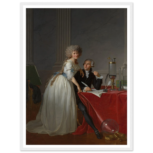 Antoine Laurent Lavoisier (1743–1794) and Marie Anne Lavoisier (Marie Anne Pierrette Paulze, 1758–1836) (1788) Art Print | Jacques Louis David - Framed Poster - 30x40 cm / 12x16″ - Black frame
