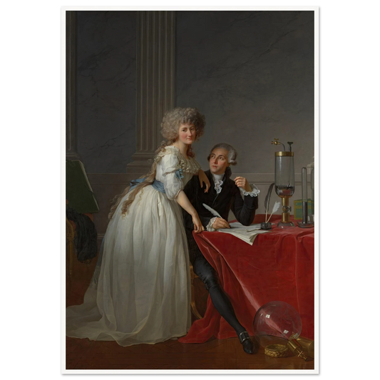 Antoine Laurent Lavoisier (1743–1794) and Marie Anne Lavoisier (Marie Anne Pierrette Paulze, 1758–1836) (1788) Art Print | Jacques Louis David - Framed Poster - 30x40 cm / 12x16″ - Black frame