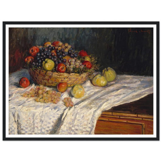 Apples and Grapes (1879-1880) Art Print | Claude Monet - Framed Poster - 30x40 cm / 12x16″ - Black frame