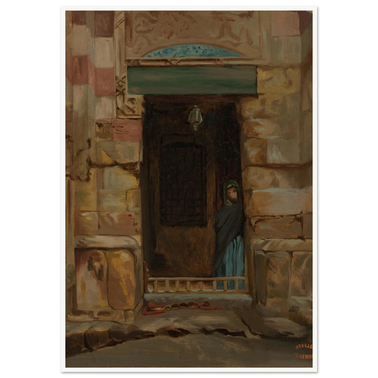 Arab Woman in a Doorway (1870) Art Print | Jean Leon Gerome - Framed Poster - 30x40 cm / 12x16″ - Black frame