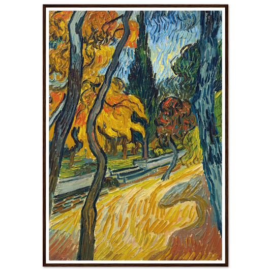 Arbres dans le jardin de l’asile (1889) Art Print | Vincent van Gogh - Framed Poster - 30x40 cm / 12x16″ - Black frame