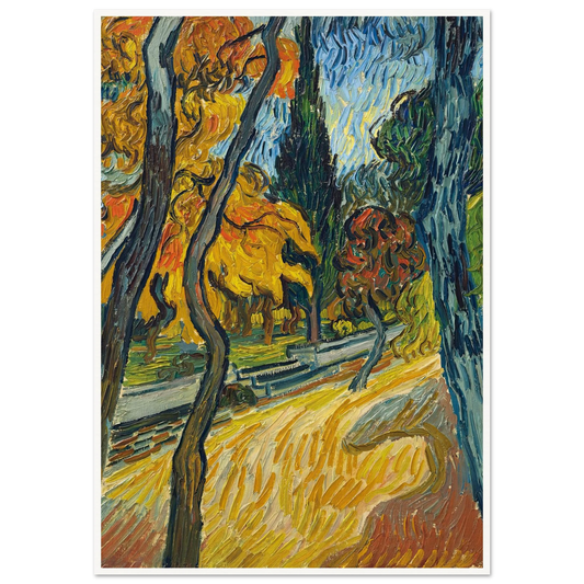 Arbres dans le jardin de l’asile (1889) Art Print | Vincent van Gogh - Framed Poster - 30x40 cm / 12x16″ - Black frame