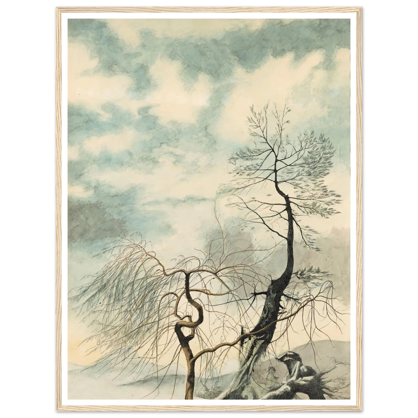 Arbres hivernaux (1942) Art Print | Leon Spilliaert - Framed Poster - 30x40 cm / 12x16″ - Black frame