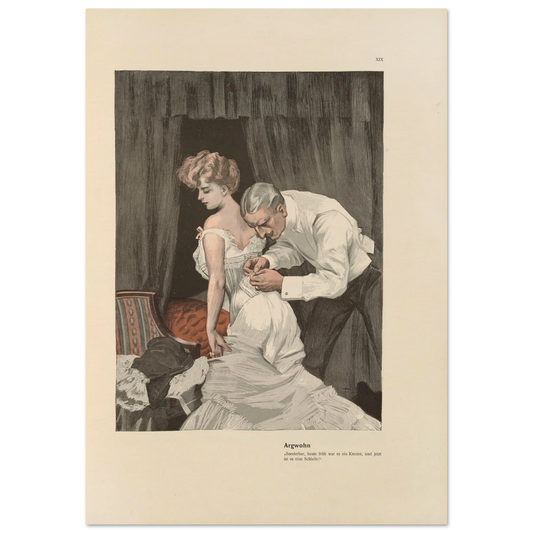 Argwohn (1908) Art Print | Ferdinand Freiherr von Reznicek - Framed Poster - 30x40 cm / 12x16″ - Black frame