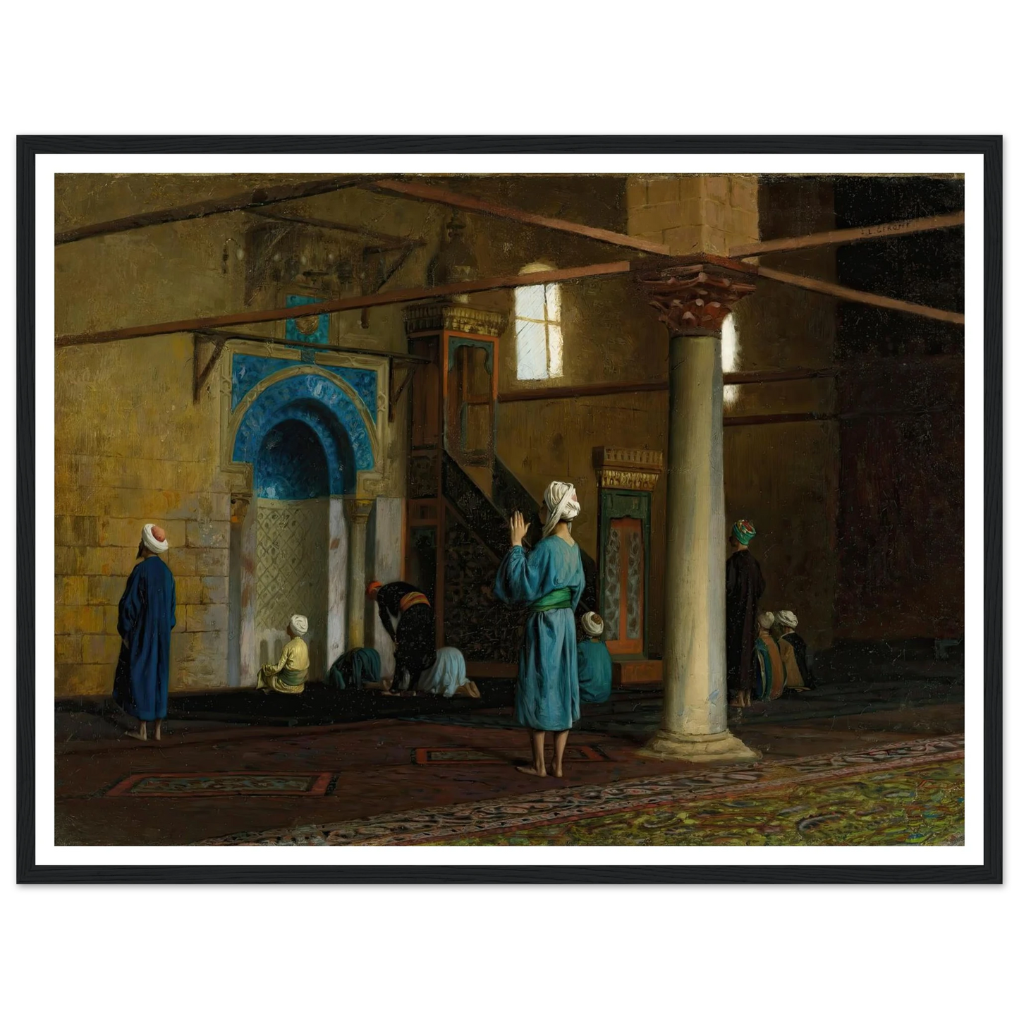 At Prayer, Cairo Art Print | Jean Leon Gerome - Framed Poster - 30x40 cm / 12x16″ - Black frame