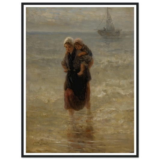 At sea Art Print | Jozef Israels - Framed Poster - 30x40 cm / 12x16″ - Black frame