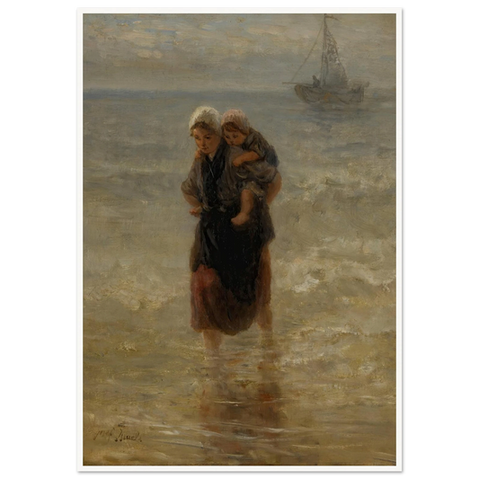At sea Art Print | Jozef Israels - Framed Poster - 30x40 cm / 12x16″ - Black frame