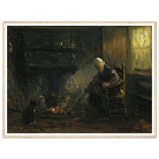 At The Hearth Art Print | Jozef Israels - Framed Poster - 30x40 cm / 12x16″ - Black frame