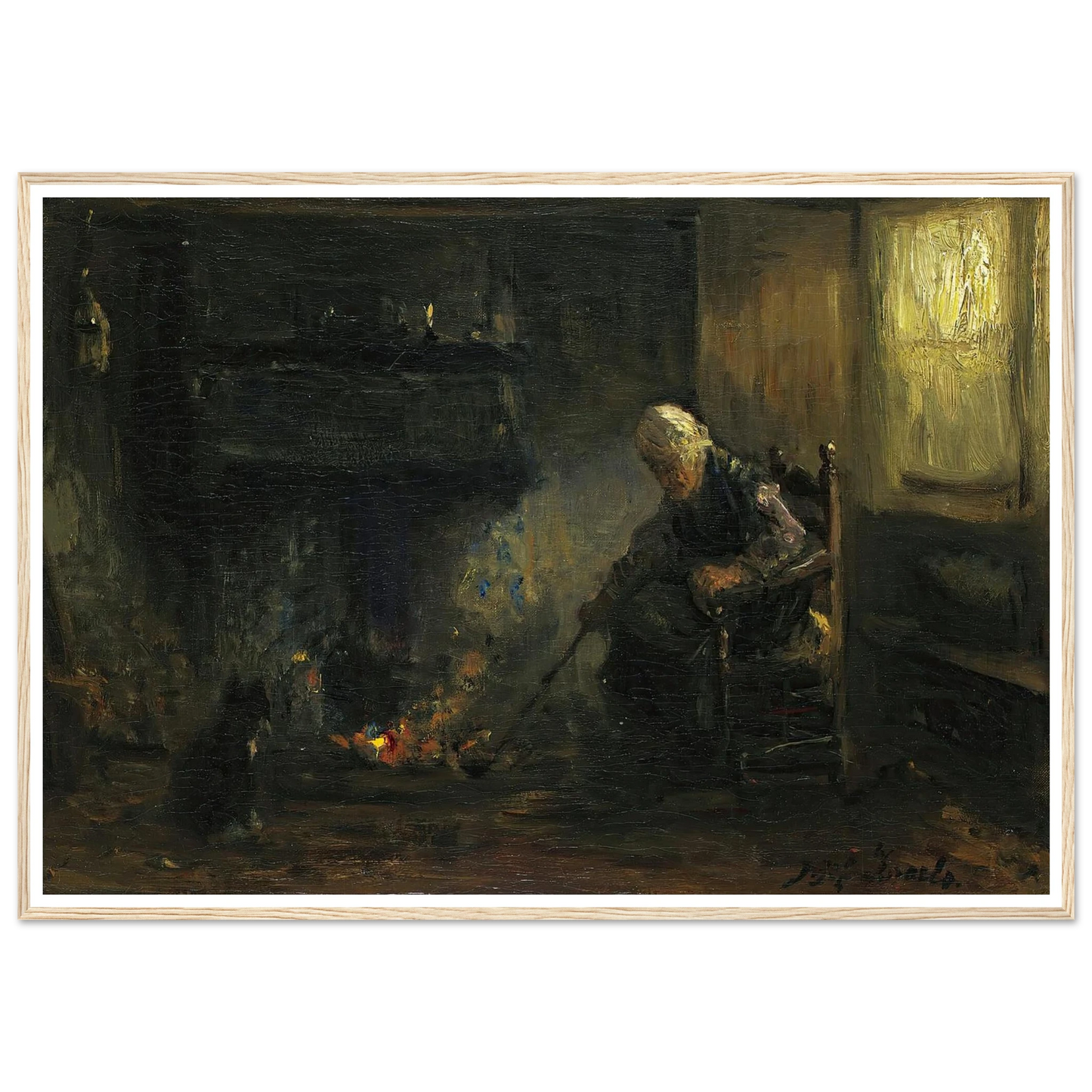 At The Hearth Art Print | Jozef Israels - Framed Poster - 30x40 cm / 12x16″ - Black frame