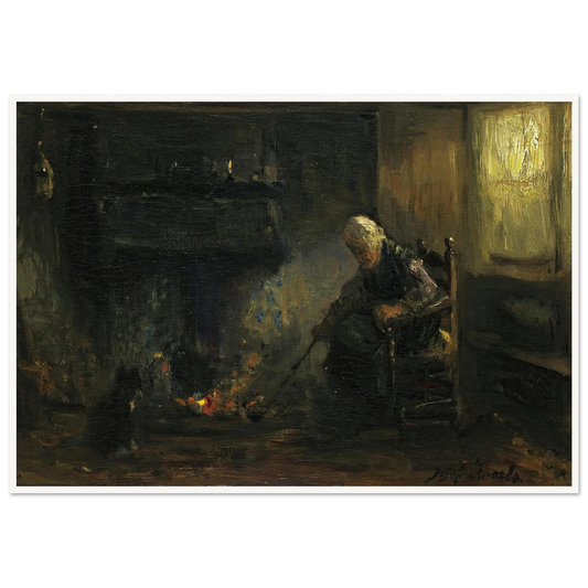At The Hearth Art Print | Jozef Israels - Framed Poster - 30x40 cm / 12x16″ - Black frame