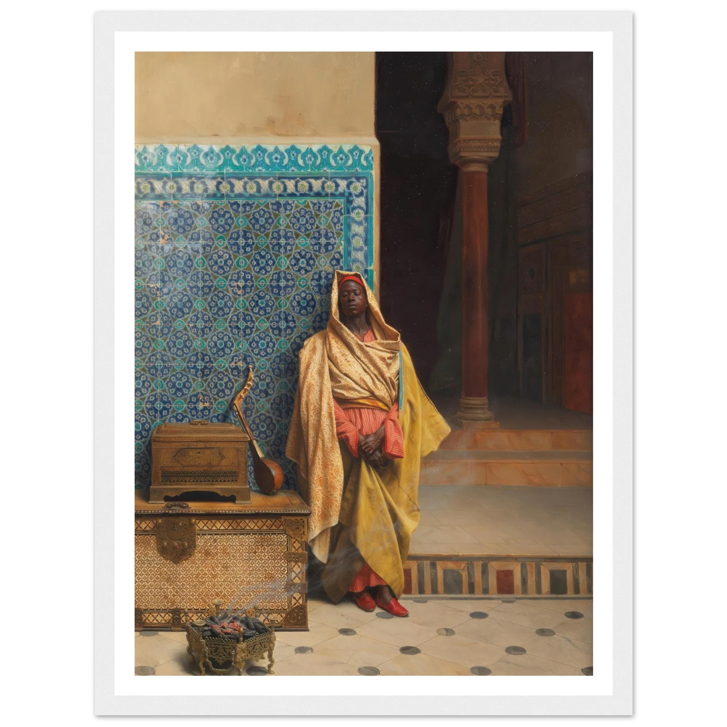 At the Mosque (1895) Art Print | Ludwig Deutsch - Framed Poster - 30x40 cm / 12x16″ - Black frame