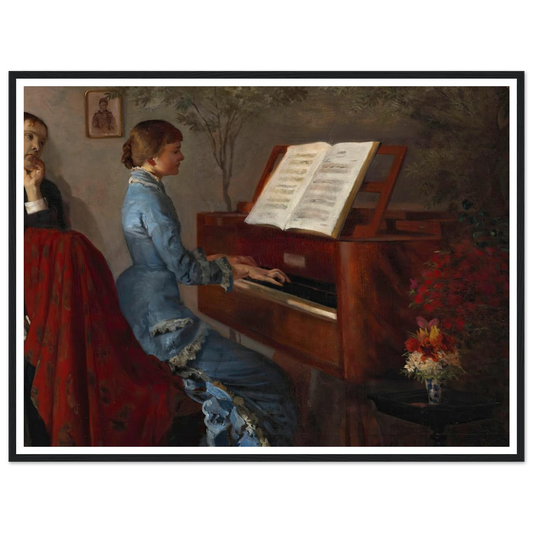 At the Piano (1877) Art Print | Jacek Malczewski - Framed Poster - 30x40 cm / 12x16″ - Black frame