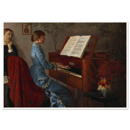 At the Piano (1877) Art Print | Jacek Malczewski - Framed Poster - 30x40 cm / 12x16″ - Black frame