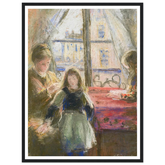 At the Window, rue des Trois Frères (1878–79) Art Print | Camille Pissarro - Framed Poster - 30x40 cm / 12x16″ - Black frame