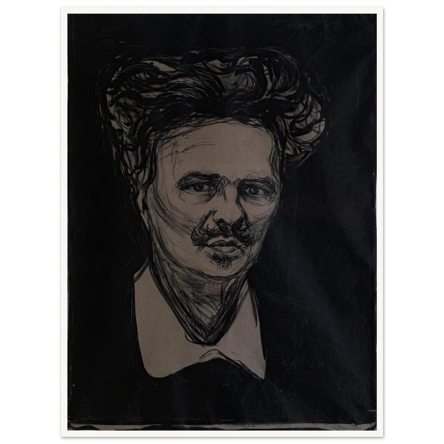 August Strindberg Art Print | Edvard Munch - Framed Poster - 30x40 cm / 12x16″ - Black frame