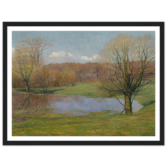 Aulandschaft im Vorfrühling (1927) Art Print | Max Kahrer - Framed Poster - 30x40 cm / 12x16″ - Black frame