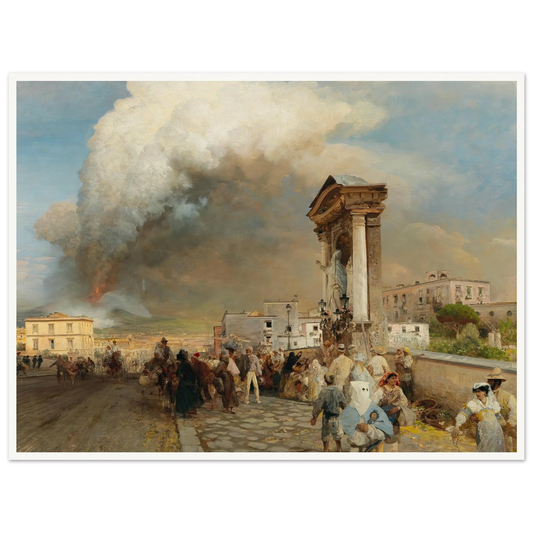 Ausbruch des Vesuv Art Print | Oswald Achenbach - Framed Poster - 30x40 cm / 12x16″ - Black frame