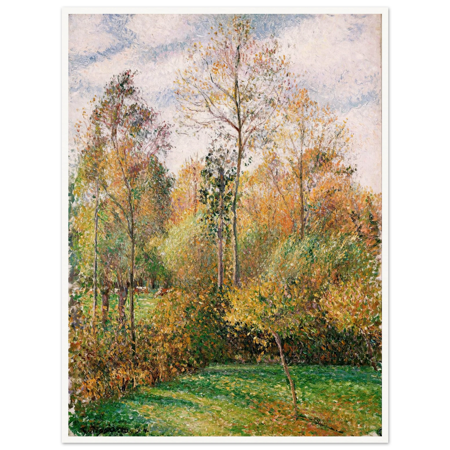 Automne, Peupliers, Eragny (Autumn, Poplars, Eragny) Art Print | Camille Pissarro - Framed Poster - 30x40 cm / 12x16″ - Black frame