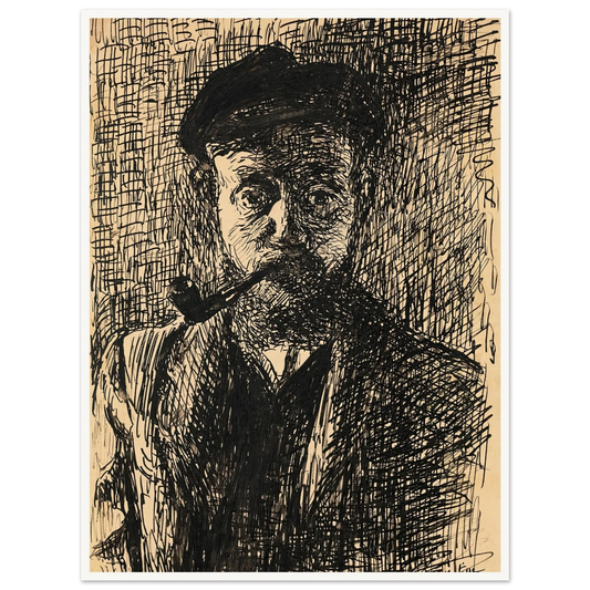 Autoportrait à la pipe (1900) Art Print | Henri Matisse - Framed Poster - 30x40 cm / 12x16″ - Black frame