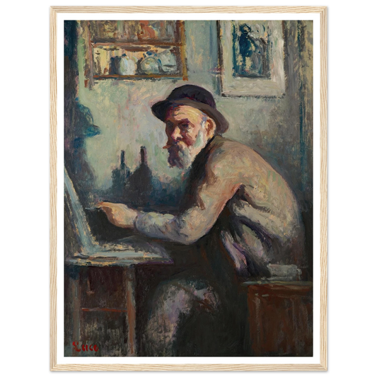 Autoportrait au chevalet (1930) Art Print | Maximilien Luce - Framed Poster - 30x40 cm / 12x16″ - Black frame