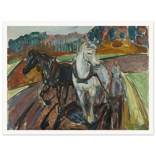 Autumn Ploughing (1919) Art Print | Edvard Munch - Framed Poster - 30x40 cm / 12x16″ - Black frame