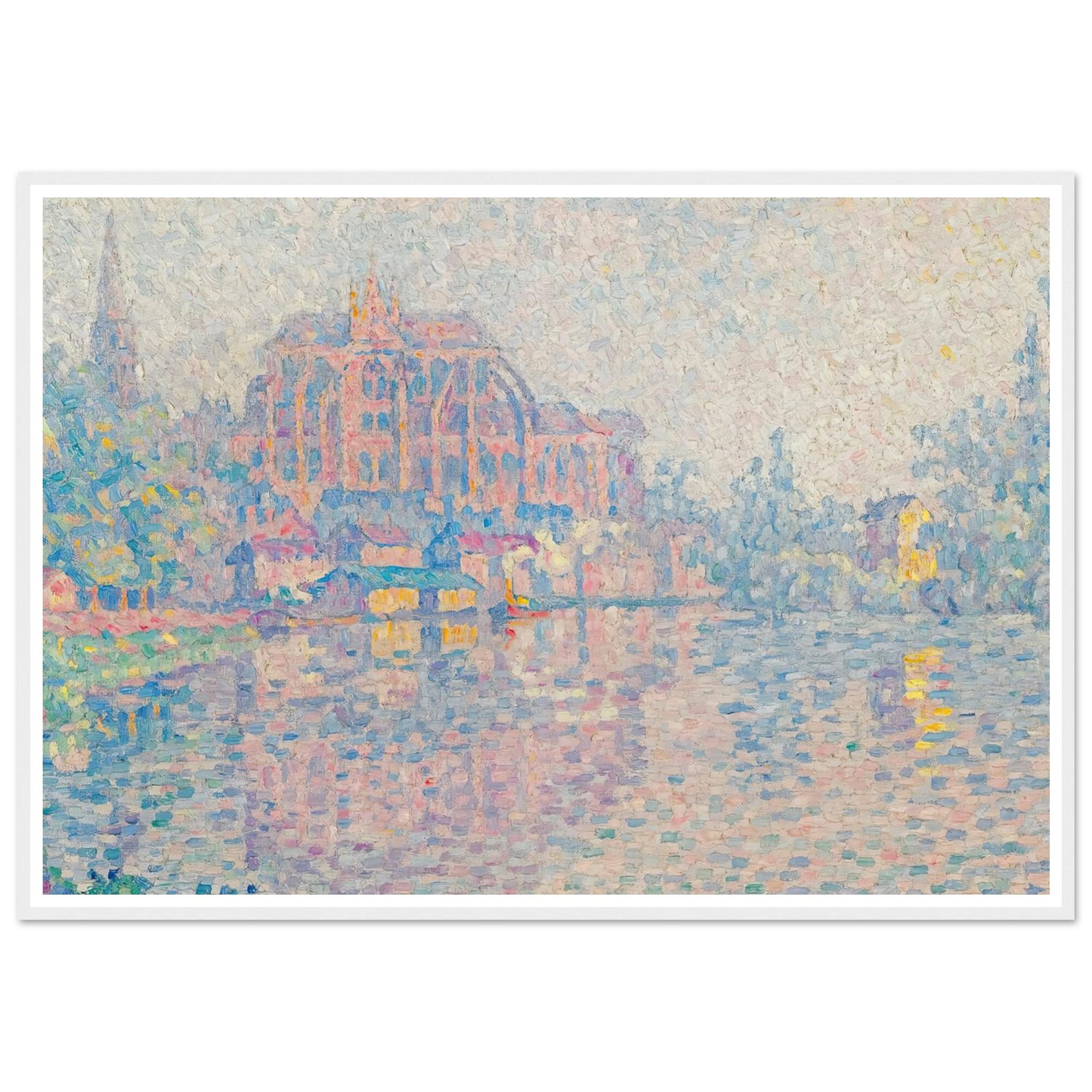 Auxerre, La Rivière (1902) Art Print | Paul Signac - Framed Poster - 30x40 cm / 12x16″ - Black frame
