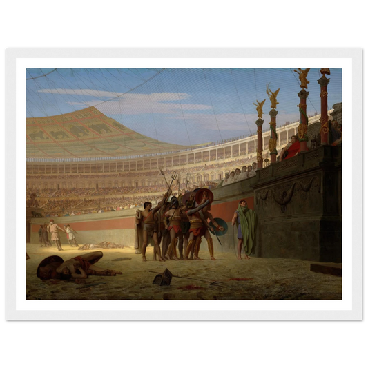 Ave Caesar! Morituri te salutant (Hail Caesar! We Who Are about to Die Salute You) (1859) Art Print | Jean Leon Gerome - Framed Poster - 30x40 cm / 12x16″ - Black frame