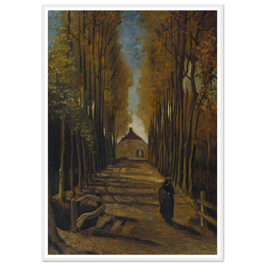Avenue of Poplars in Autumn (1884) Art Print | Vincent van Gogh - Framed Poster - 30x40 cm / 12x16″ - Black frame