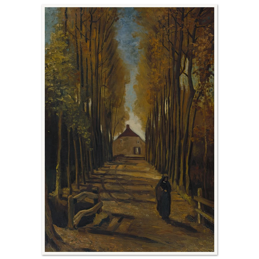 Avenue of Poplars in Autumn (1884) Art Print | Vincent van Gogh - Framed Poster - 30x40 cm / 12x16″ - Black frame