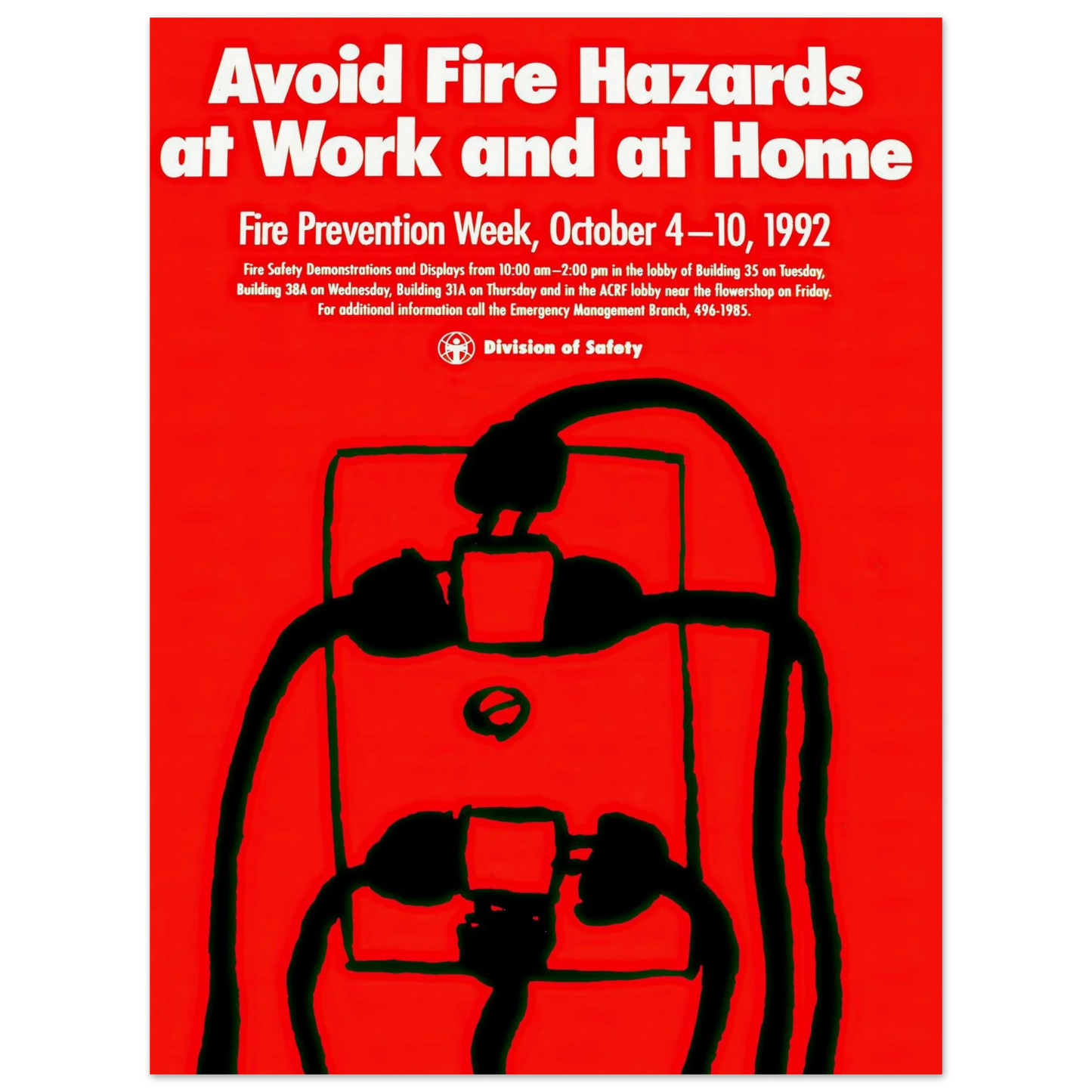 Avoid fire hazards at work and at home (1992) Art Print | National Institutes of Health - Framed Poster - 30x40 cm / 12x16″ - Black frame