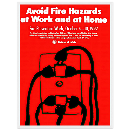 Avoid fire hazards at work and at home (1992) Art Print | National Institutes of Health - Framed Poster - 30x40 cm / 12x16″ - Black frame