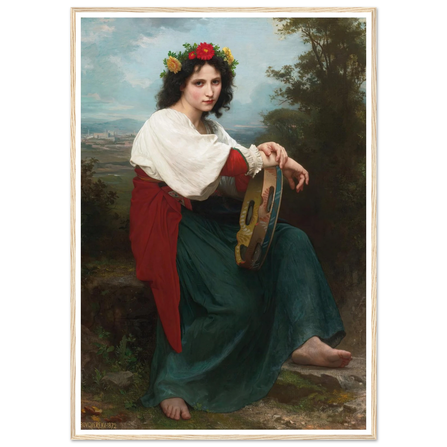 L’Italienne au Tambour de Basque (1872) Art Print | William Bouguereau-Quipham Collections