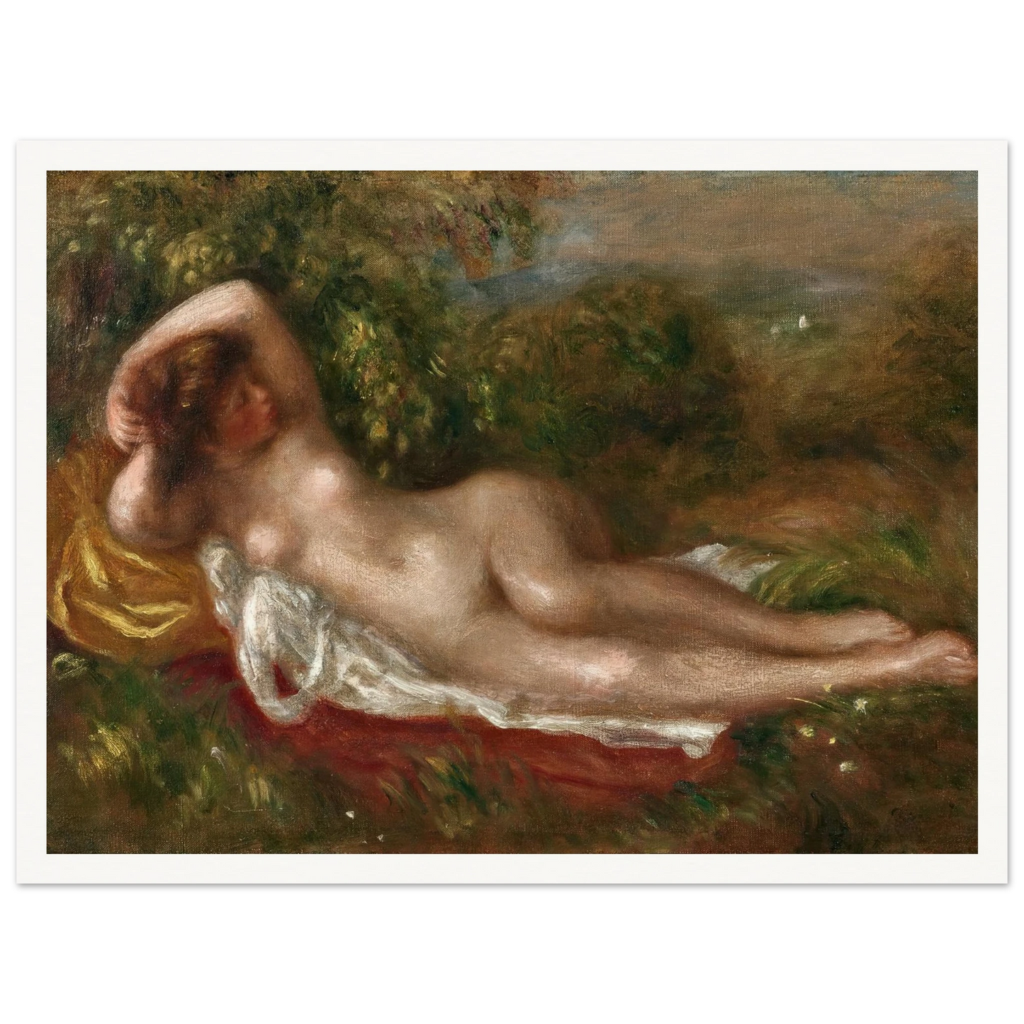 Jeune femme nue couchée dans l’herbe (circa 1900) Art Print | Pierre Auguste Renoir-Quipham Collections
