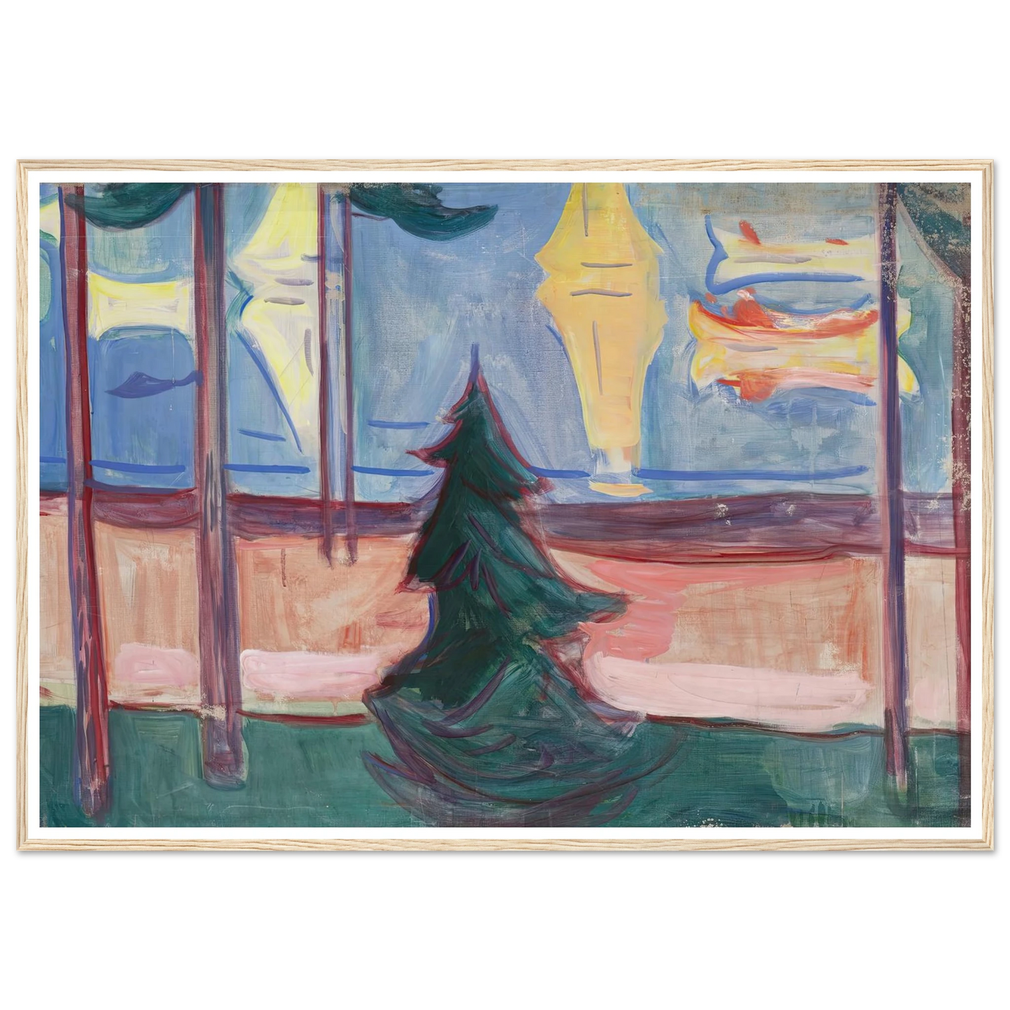 Beach Landscape with Trees and Boats (1905–1906) Art Print | Edvard Munch-Quipham Collections