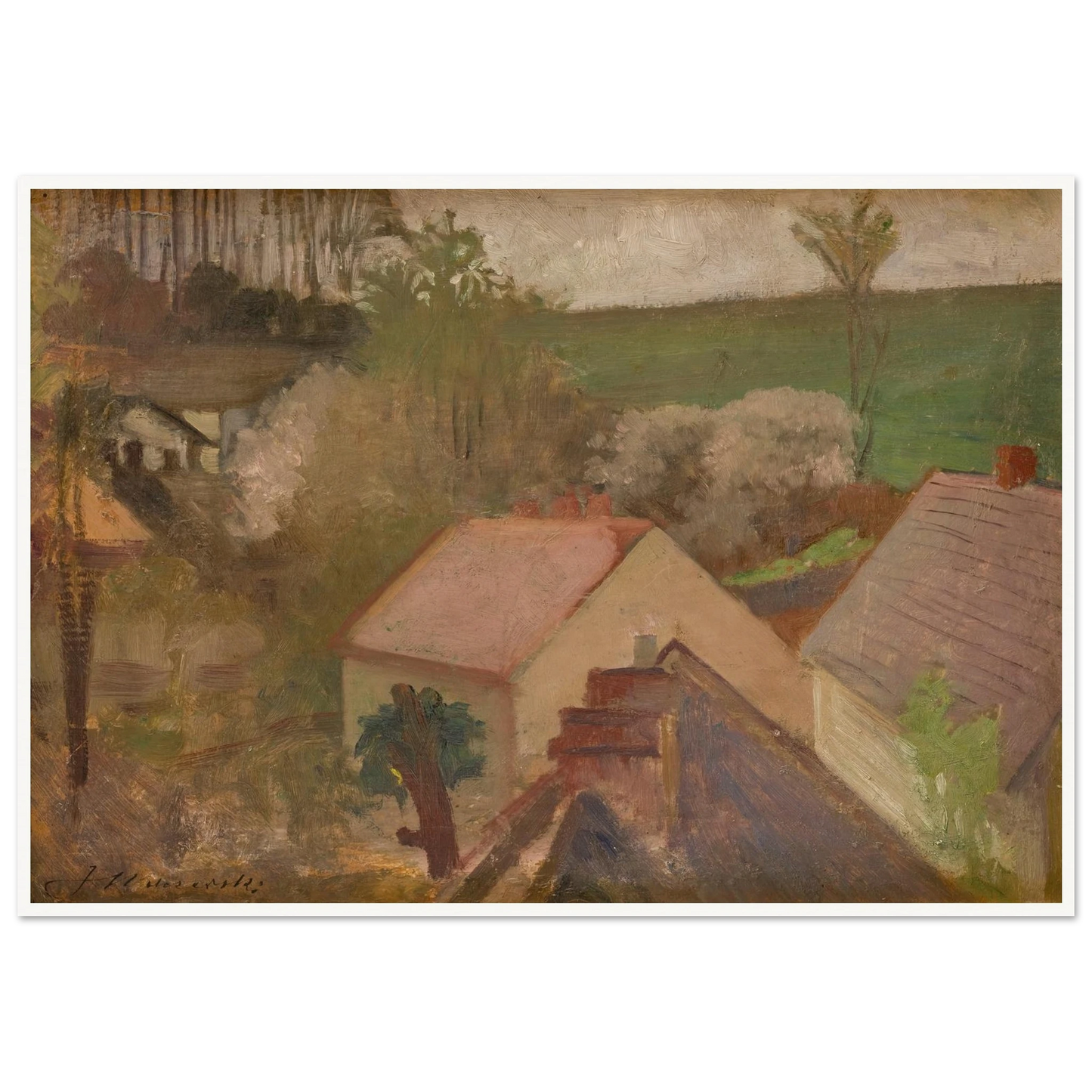 Countryside Landscape with Houses (1904-1908) Art Print | Jacek Malczewski-Quipham Collections