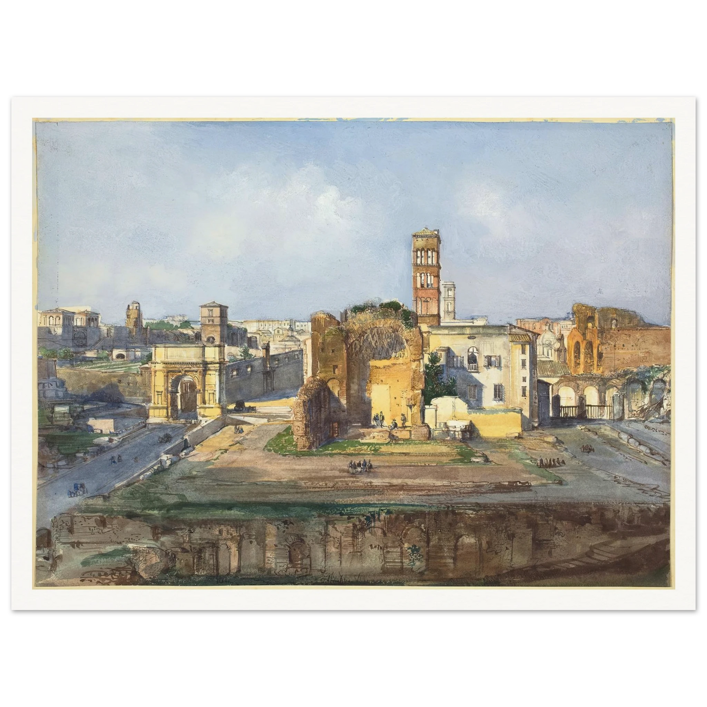 The Arch of Titus and the Temple of Venus and Rome near the Roman Forum Art Print | Ippolito Caffi-Quipham Collections
