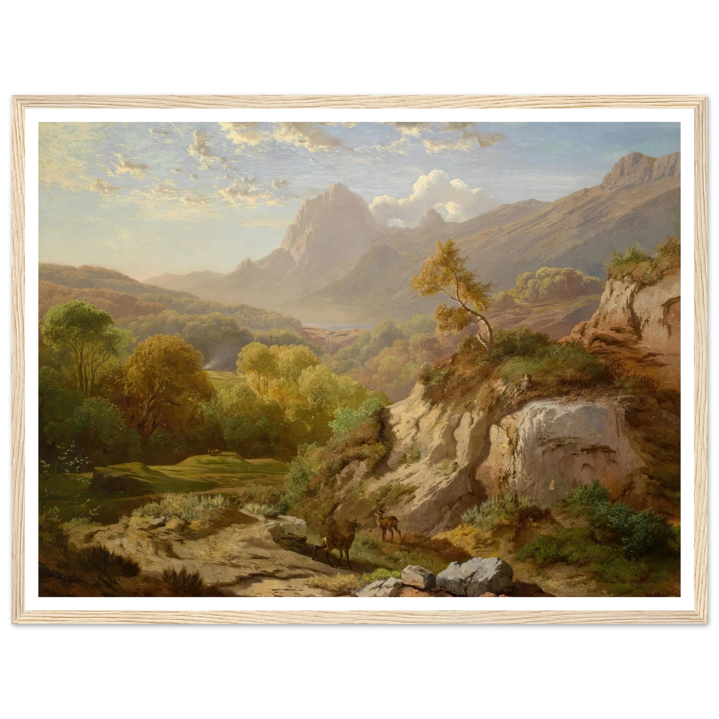 Rotwild in einer weiten Gebirgslandschaft Art Print | Albert Zimmermann-Quipham Collections