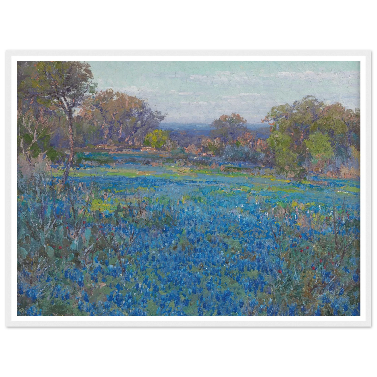 A field of Blue Bonnets, late afternoon sunlight (1919-1920) Art Print | Julian Onderdonk-Quipham Collections