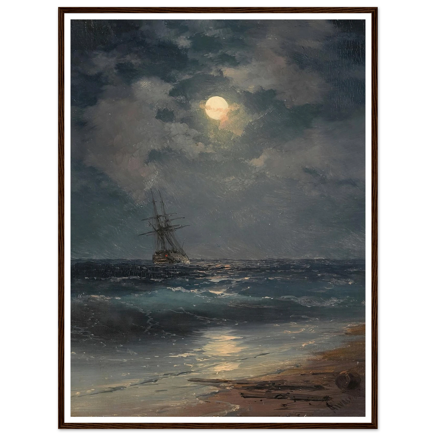Ship by Moonlight Art Print | Ivan Konstantinovich Aivazovsky-Quipham Collections