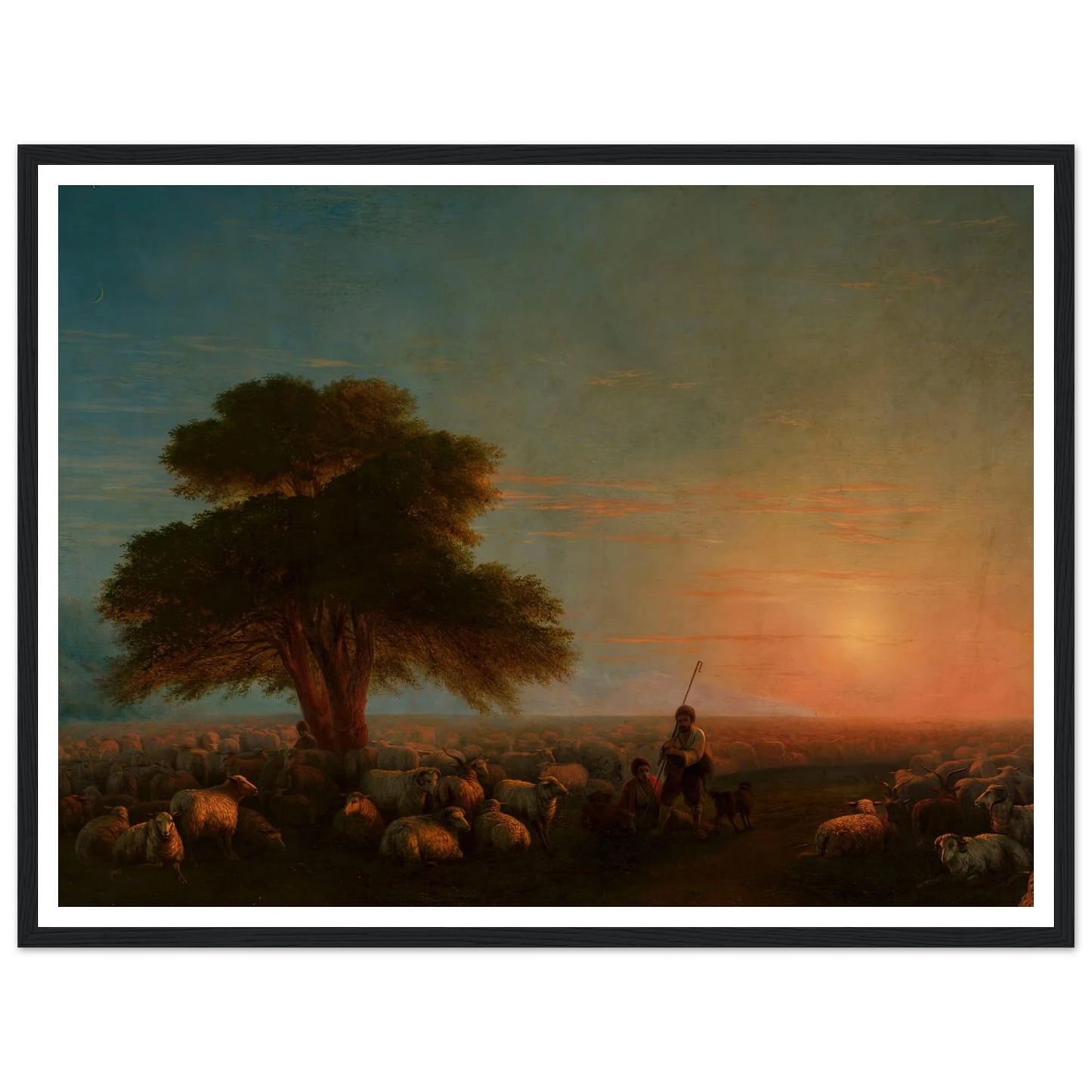 Shepherds with a flock of sheep (1872) Art Print | Ivan Konstantinovich Aivazovsky-Quipham Collections