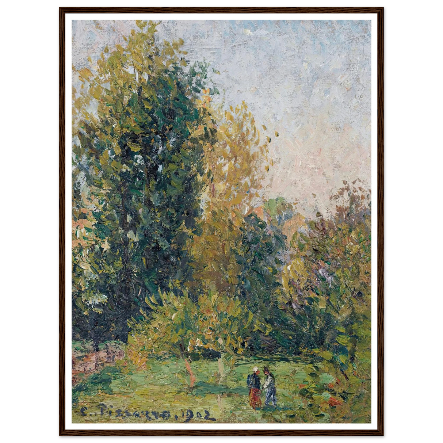 Paysage Avec Deux Personnages, Éragny, Automne (1902) Art Print | Camille Pissarro-Quipham Collections