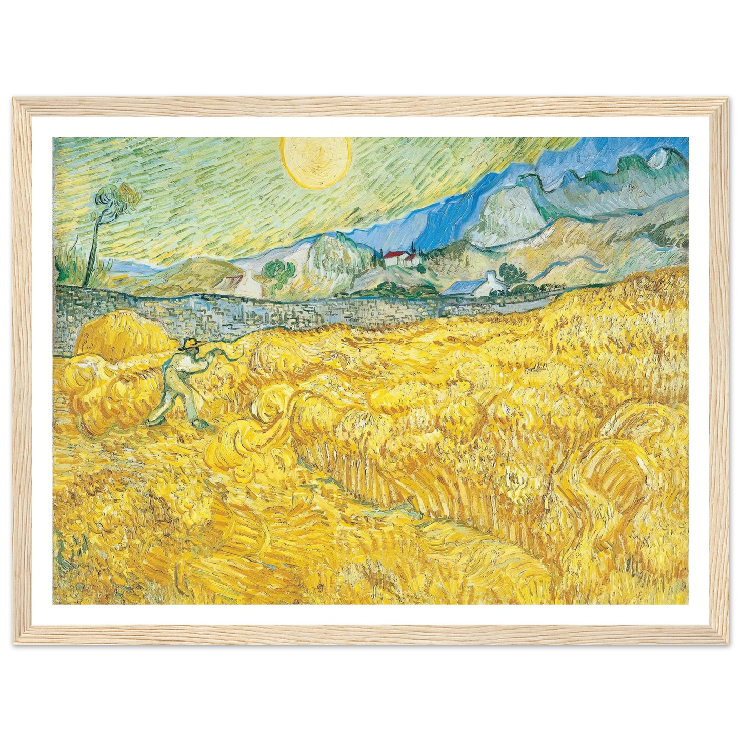 Wheat Field Behind Saint-Paul Hospital with a Reaper (1889) Art Print | Vincent van Gogh-Quipham Collections