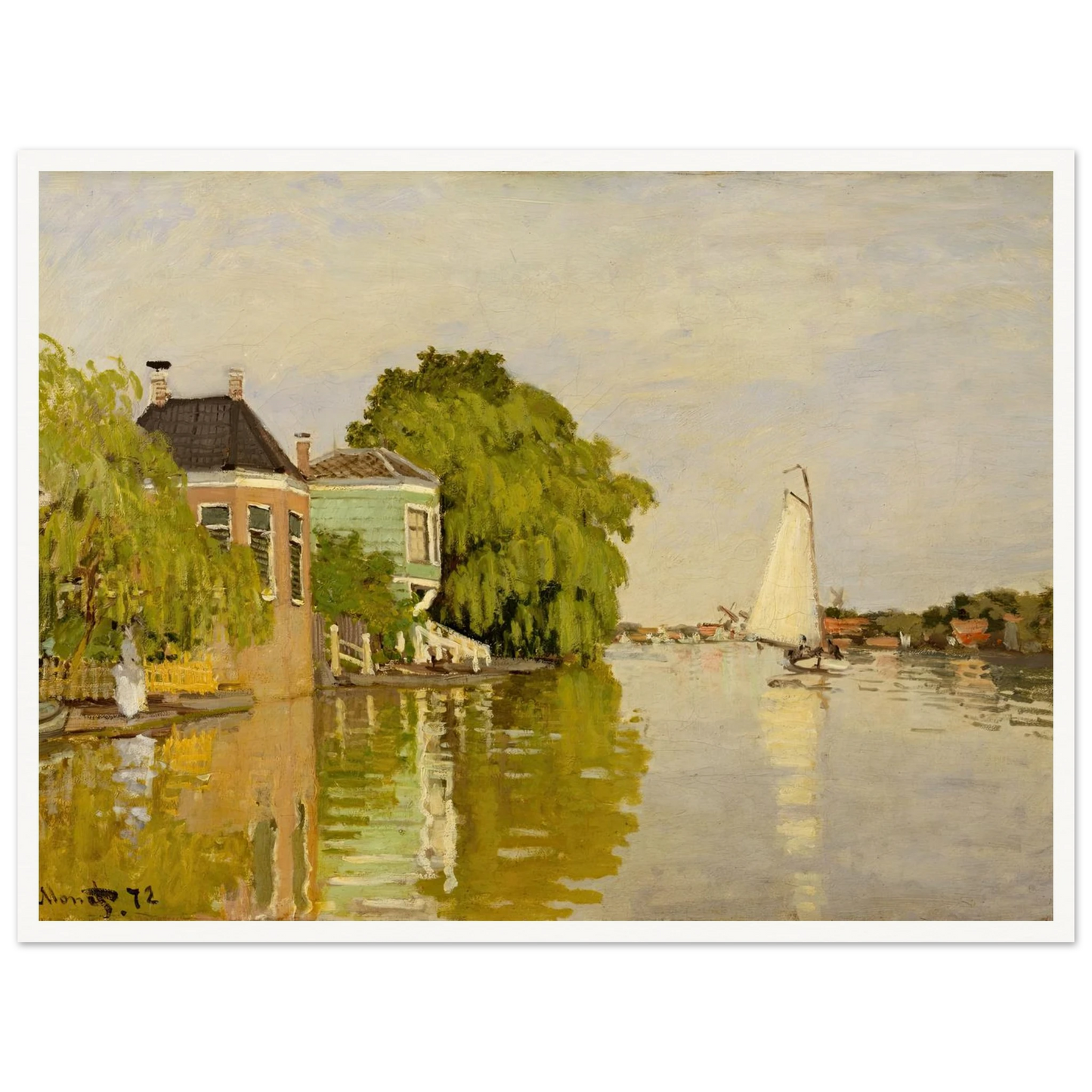 Houses on the Achterzaan (1871) Art Print | Claude Monet-Quipham Collections