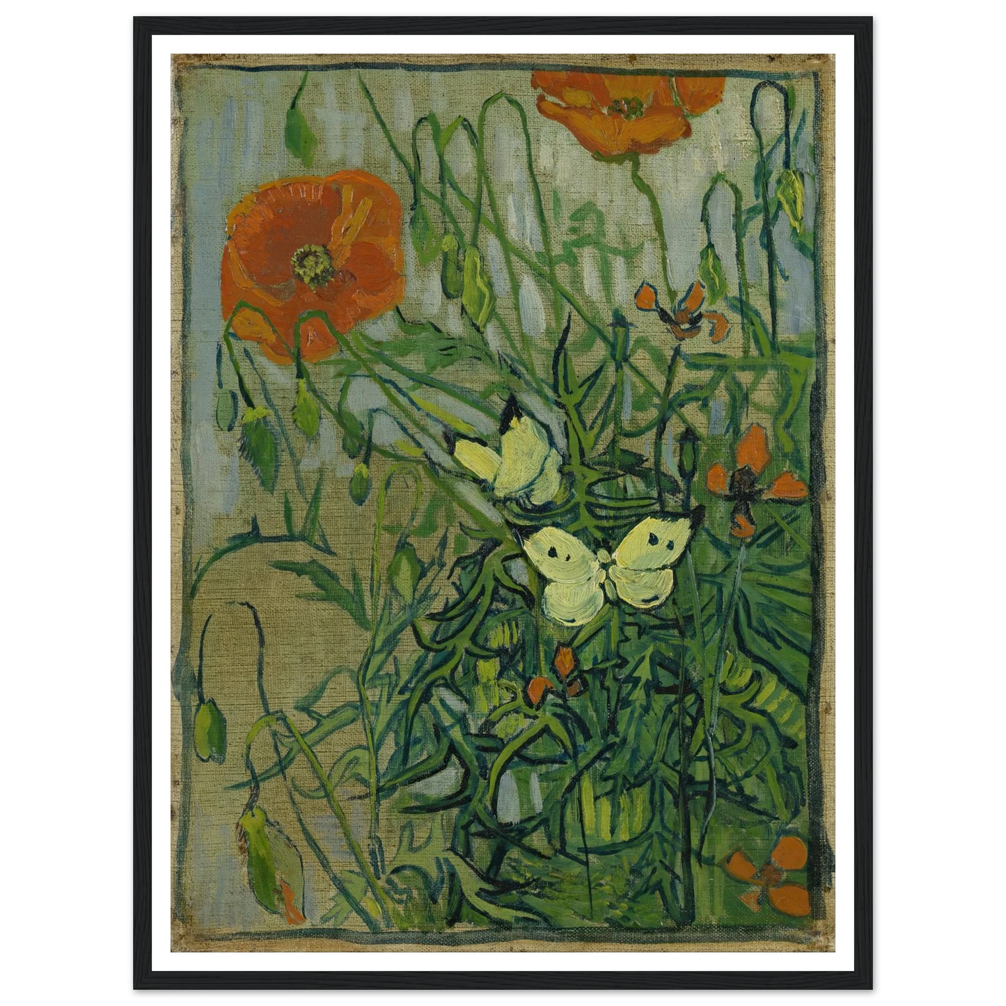 Butterflies and poppies (1890) Art Print | Vincent van Gogh-Quipham Collections