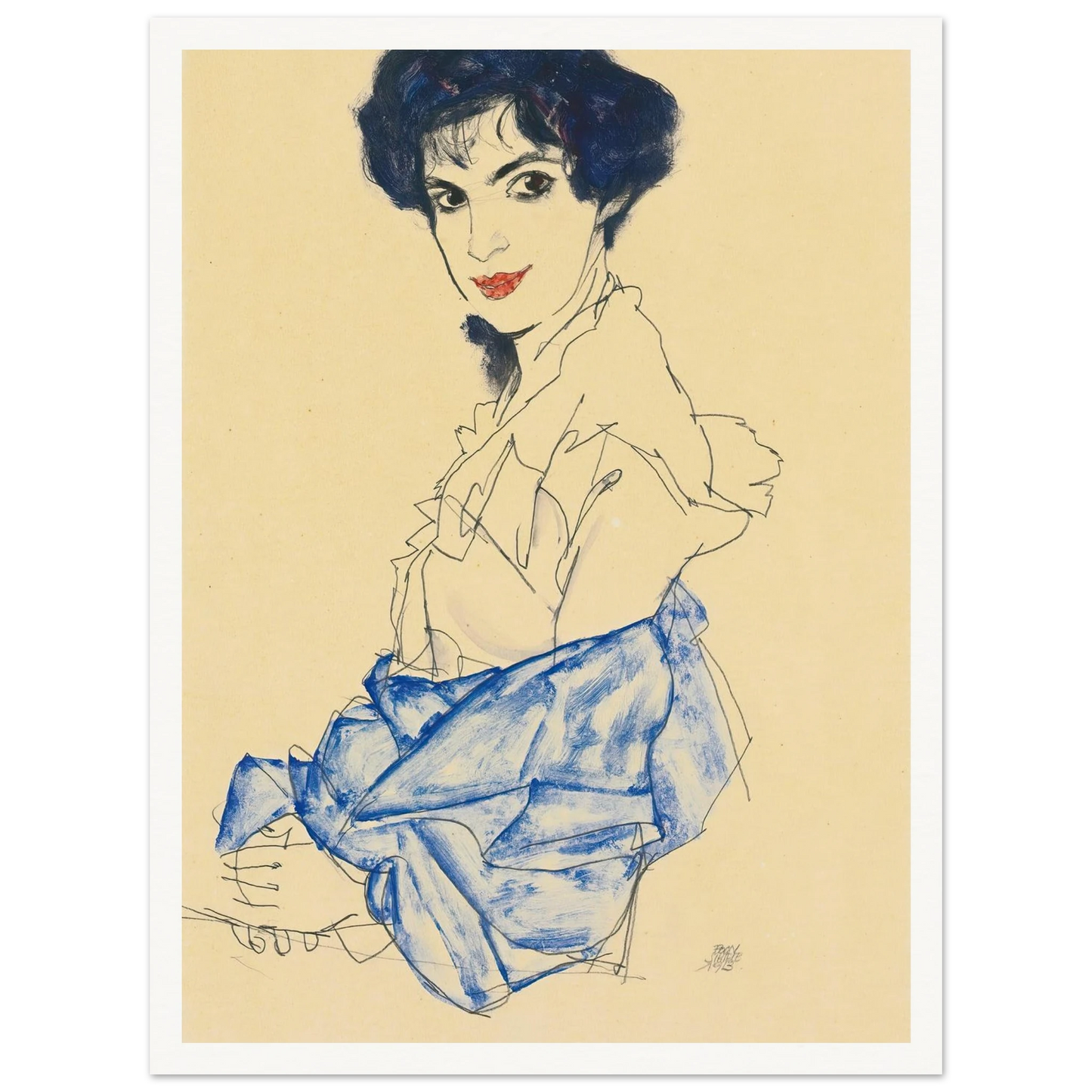 Elisabeth Lederer, Seated With Hands Folded (1913) Art Print | Egon Schiele-Quipham Collections