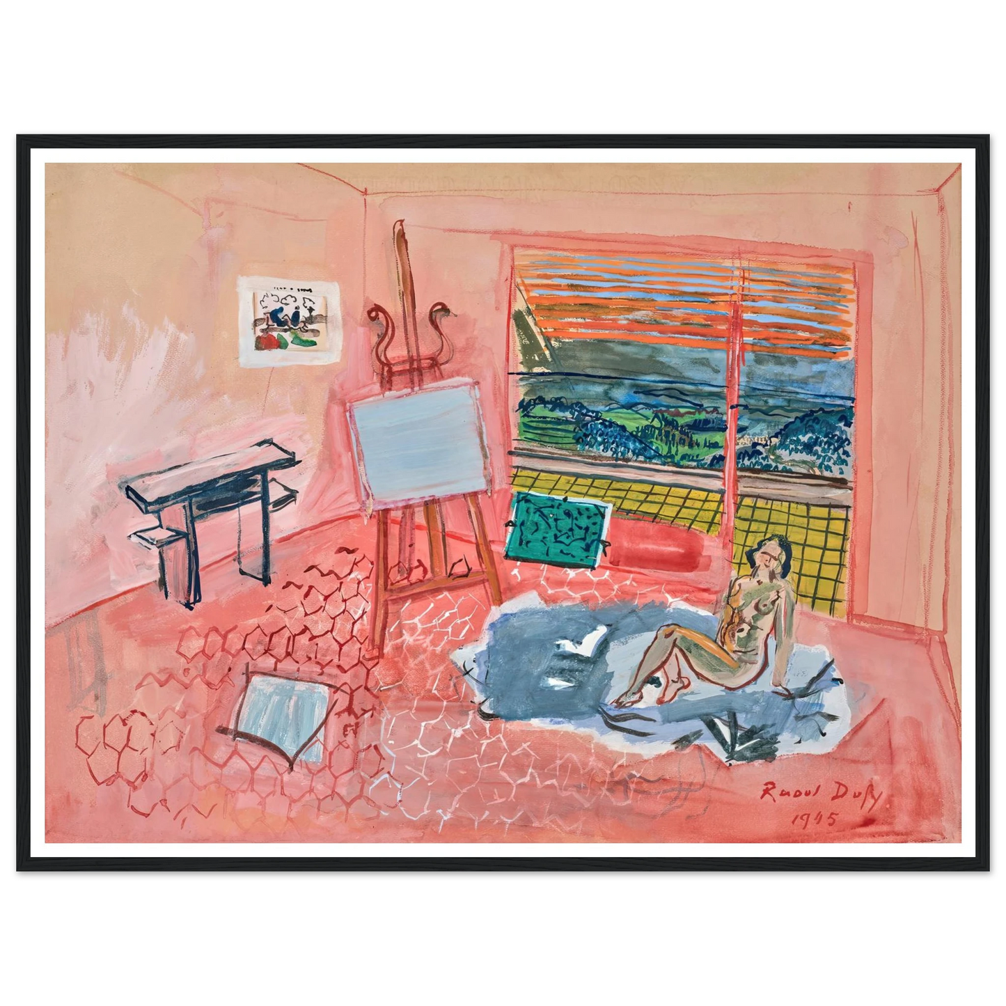 Nu dans l’atelier rouge de Vence (1945) Art Print | Raoul Dufy-Quipham Collections