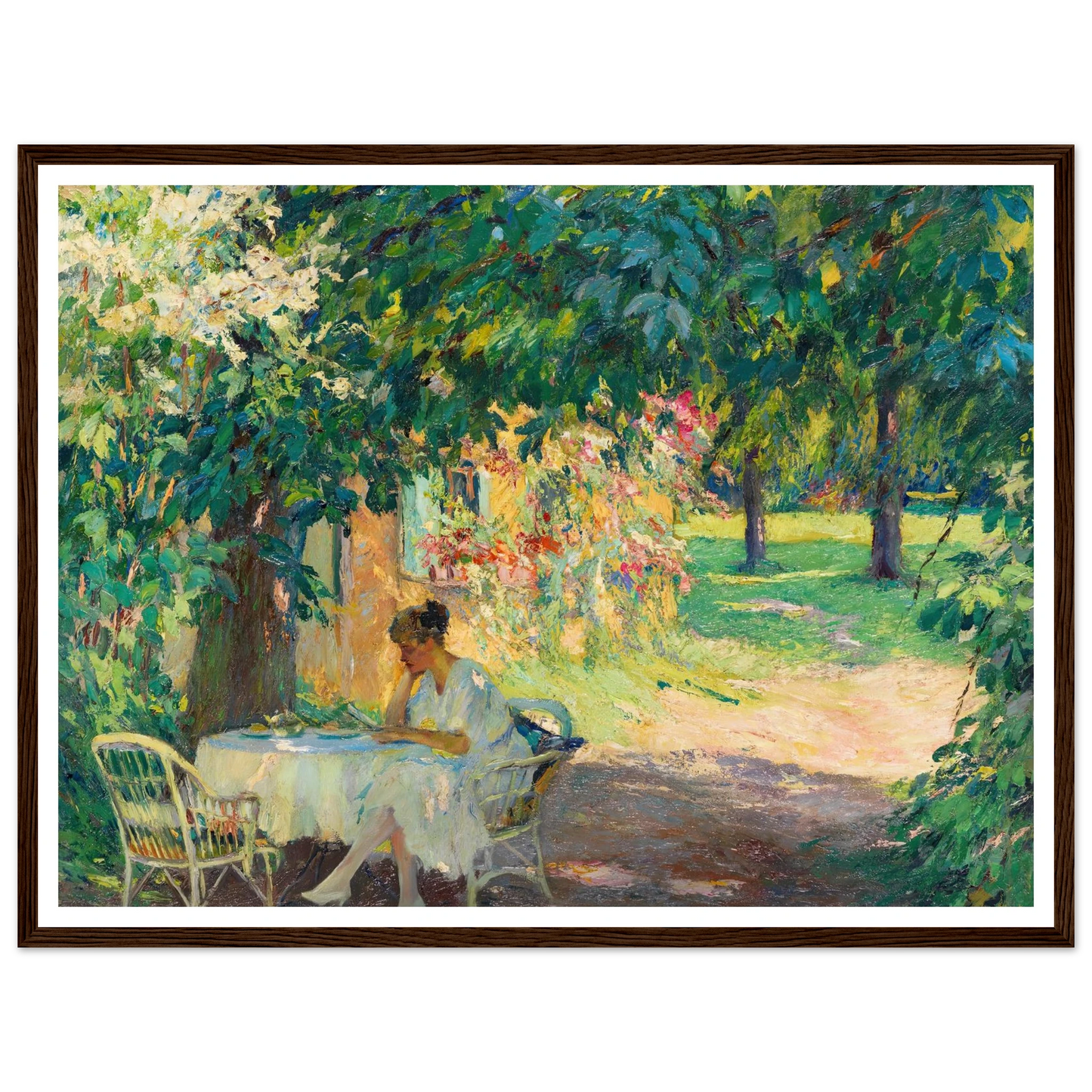 Summer in the garden of the artist’s villa on Lake Starnberg (1920) Art Print | Edward Cucue-Quipham Collections